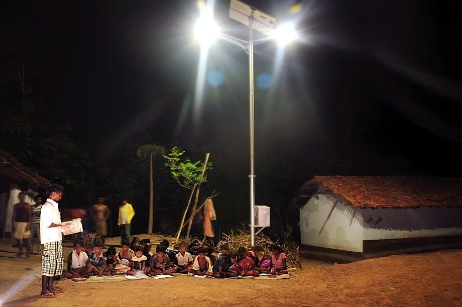 Girl under solar light